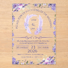 Elegant Lavender Floral Wedding Invitation アクリル招待状