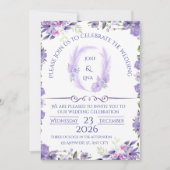 Elegant Lavender Floral Wedding Invitation 招待状 (正面)