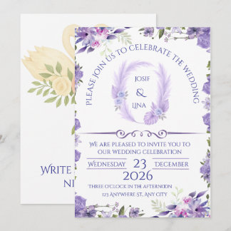 Elegant Lavender Floral Wedding Invitation 招待状