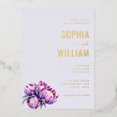 Elegant Lavender Floral Wedding Invitation 箔招待状 (正面)
