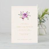 Elegant Lavender Floral Wedding Invitation 箔招待状 (立ち正面)
