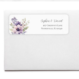 Elegant Lavender Floral Wedding Return Address ラベル