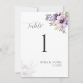Elegant Lavender Floral Wedding Table Numbers  (正面)