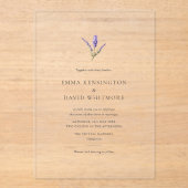 Elegant Lavender Flower Minimalist Wedding アクリル招待状 (正面)
