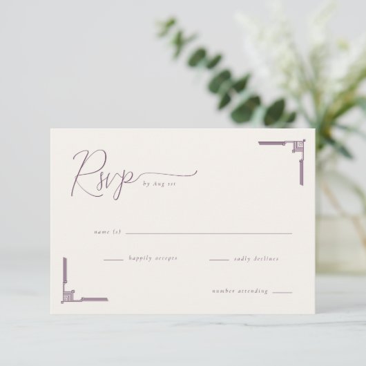 Elegant Lavender Geometric RSVP (スタンド正面)