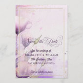 Elegant Lavender Gold Floral Wedding Save the Date 招待状 (正面)