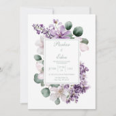 Elegant Lavender Lilac Eucalyptus Watercolor 招待状 (正面)
