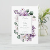 Elegant Lavender Lilac Eucalyptus Watercolor 招待状 (スタンド正面)
