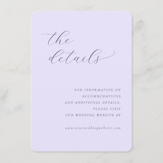 Elegant Lavender Minimalist Calligraphy エンクロージャーカード (正面)