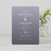Elegant Lavender Minimalist Wedding Invitation 箔招待状 (立ち正面)
