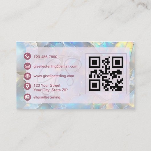 Elegant Lavender Opal QR Code Professional 名刺 (裏面)