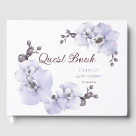 Elegant Lavender Orchid Baby Shower ゲストブック