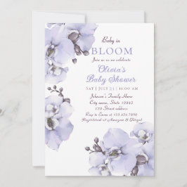 Elegant Lavender Orchid Baby Shower Invitation 招待状