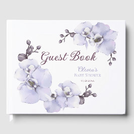 Elegant Lavender Orchid Floral Baby Shower ゲストブック