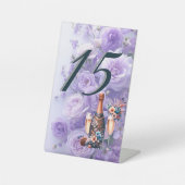 Elegant Lavender Purple Floral Wedding Table Numbe 台座サイン (正面)