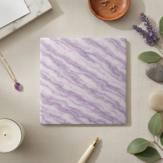 Elegant Lavender Purple Marble - Luxurious Swirl タイル