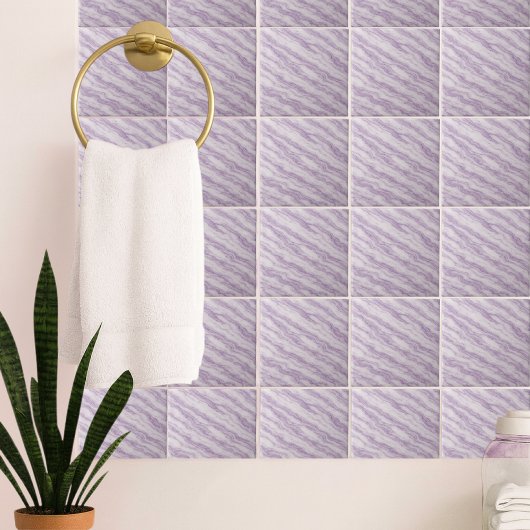 Elegant Lavender Purple Marble - Luxurious Swirl タイル