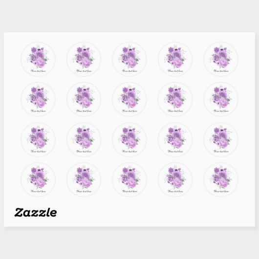 Elegant lavender roses customizable ラウンドシール (シート)