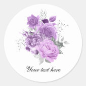 Elegant lavender roses customizable ラウンドシール (正面)