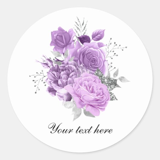 Elegant lavender roses customizable ラウンドシール (正面)