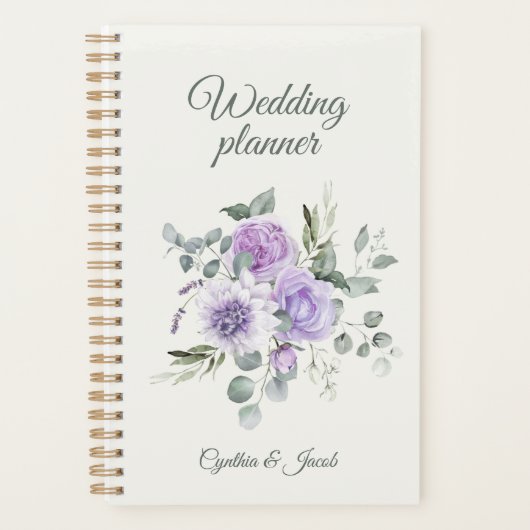 Elegant Lavender Roses Eucalyptus Wedding Planner プランナー手帳 (正面)