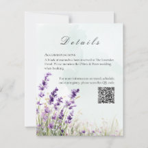 Elegant Lavender & Sage Green Wedding Details Card
