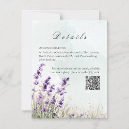 Elegant Lavender & Sage Green Wedding Details Card ノートカード