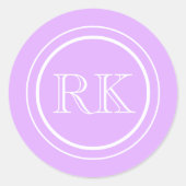 Elegant Lavender Script Professional Monogram ラウンドシール (正面)