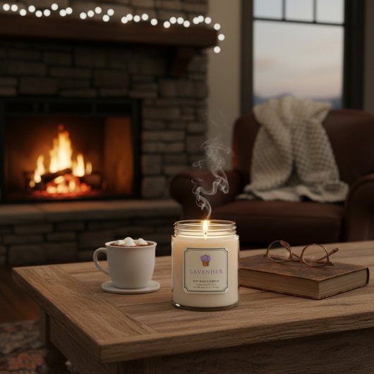 Elegant Lavender Soy Wax Candle Business Label スクエアシール