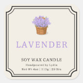 Elegant Lavender Soy Wax Candle Business Label スクエアシール (正面)