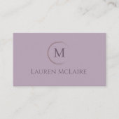 Elegant Lavender Taupe Circle Monogram 名刺 (正面)