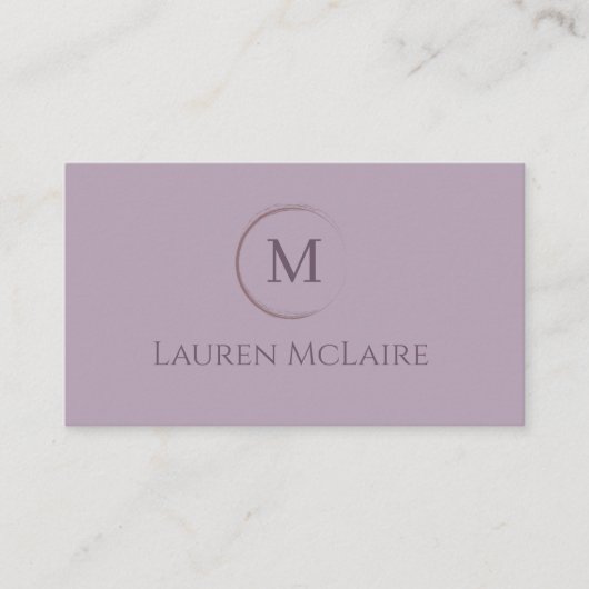 Elegant Lavender Taupe Circle Monogram 名刺 (正面)