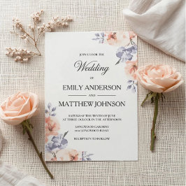 Elegant Lavender Watercolor Wedding Invitation 招待状