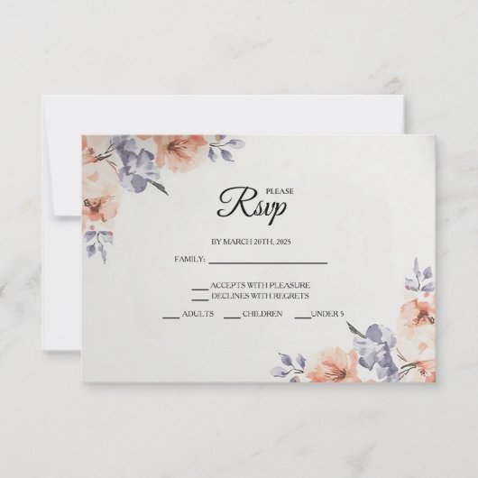 Elegant Lavender Watercolor Wedding RSVP Cards (正面)
