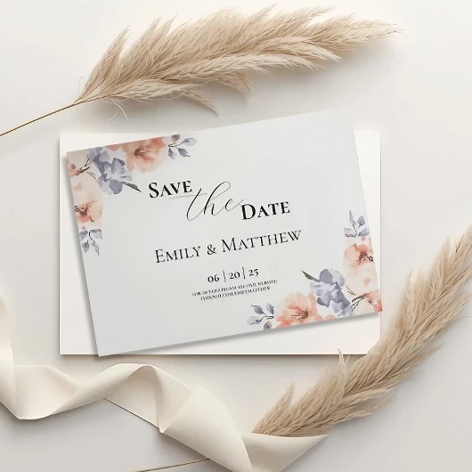 Elegant Lavender Watercolor Wedding Save The Date セーブザデート