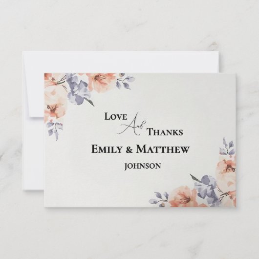 Elegant Lavender Watercolor Wedding Thank You Card (正面)