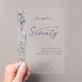 Elegant Lavender Wildflower 70th Birthday  アクリル招待状 (インサイチュ (ポータブル))
