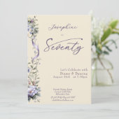 Elegant Lavender Wildflower Script 70th Birthday 招待状 (スタンド正面)