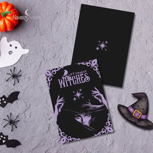 Elegant Lavender Witchy Halloween Invitation 招待状
