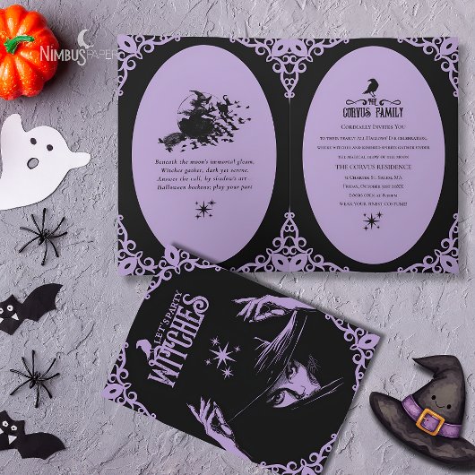 Elegant Lavender Witchy Halloween Invitation 招待状