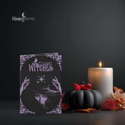 Elegant Lavender Witchy Halloween Invitation 招待状
