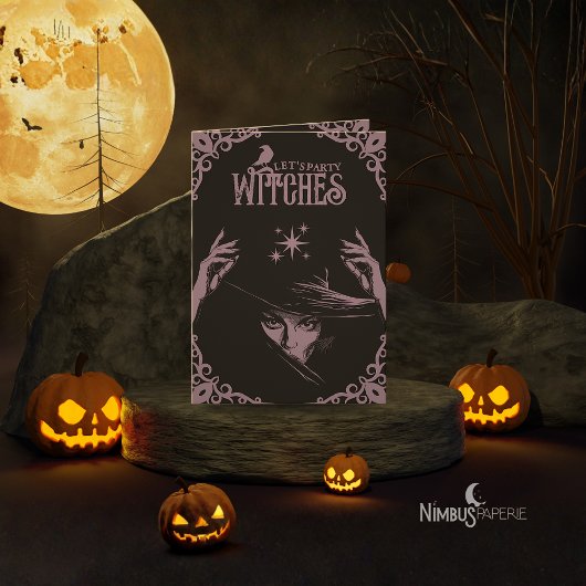 Elegant Lavender Witchy Halloween Invitation 招待状