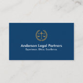 Elegant Law Firm Professional Navy Blue White Gold 名刺 (裏面)