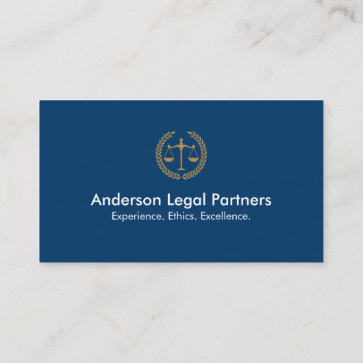 Elegant Law Firm Professional Navy Blue White Gold 名刺 (裏面)