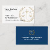 Elegant Law Firm Professional Navy Blue White Gold 名刺 (正面/裏面)