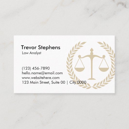 Elegant Law Firm Professional Navy Blue White Gold 名刺 (正面)