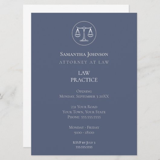 Elegant Law Practice Opening Announcement 招待状 (正面/裏面)