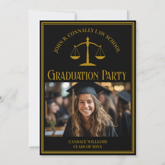 Elegant Law School Graduation Photo Party 招待状 (正面)