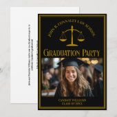 Elegant Law School Graduation Photo Party 招待状 (正面/裏面)