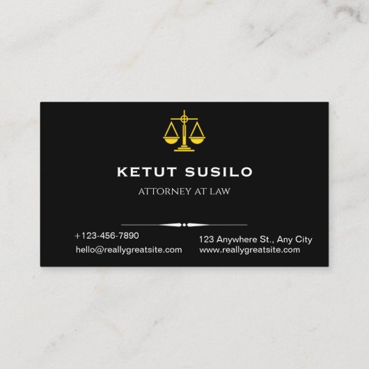 Elegant Lawyer Business Card | Attorney & Legal  名刺 (裏面)